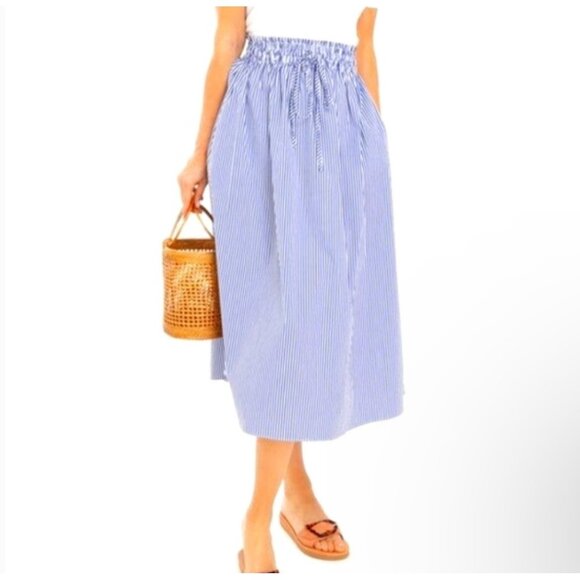 Tuckernuck Dresses & Skirts - Tuckernuck elastic waist Striped midi skirt, Blue white, Size XS